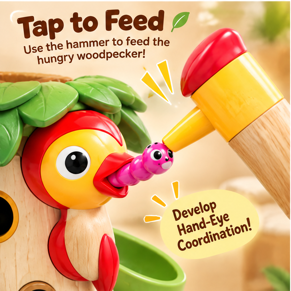 Ruvvie Woodpecker Worm Feeding Game Toy 🐛