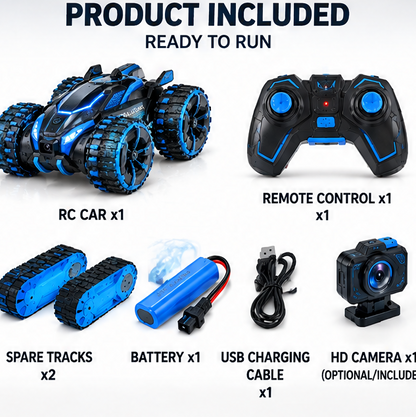 RUVVIE® 360° Rotating HD Camera Remote Control Stunt Car 🚙