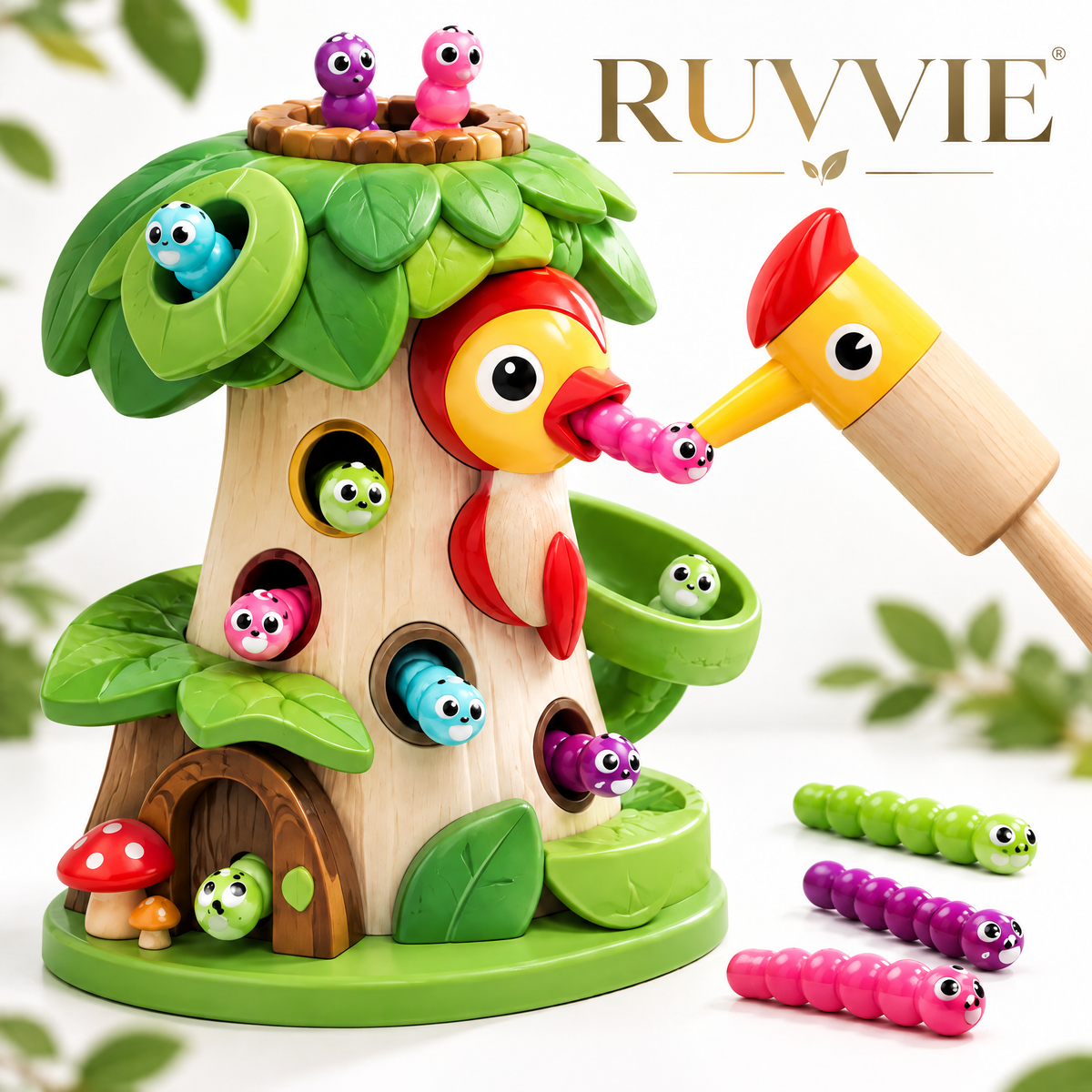 Ruvvie Woodpecker Worm Feeding Game Toy 🐛