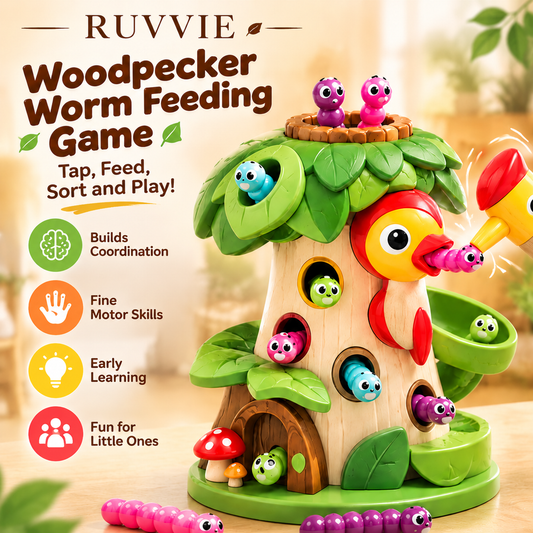 Ruvvie Woodpecker Worm Feeding Game Toy 🐛