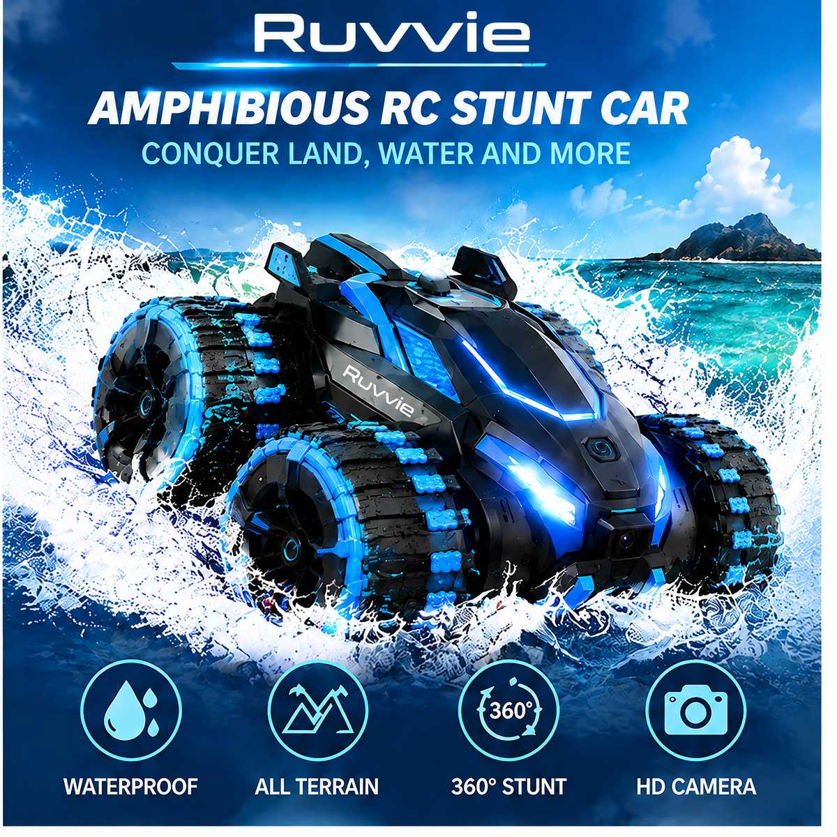 RUVVIE® 360° Rotating HD Camera Remote Control Stunt Car 🚙