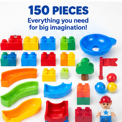 Ruvvie Toddler Marble Run & Building Blocks Toy