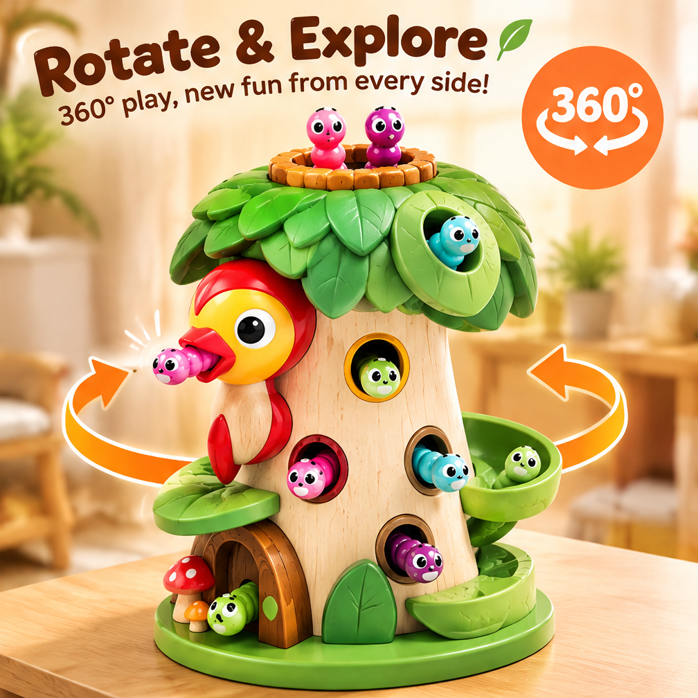 Ruvvie Woodpecker Worm Feeding Game Toy 🐛