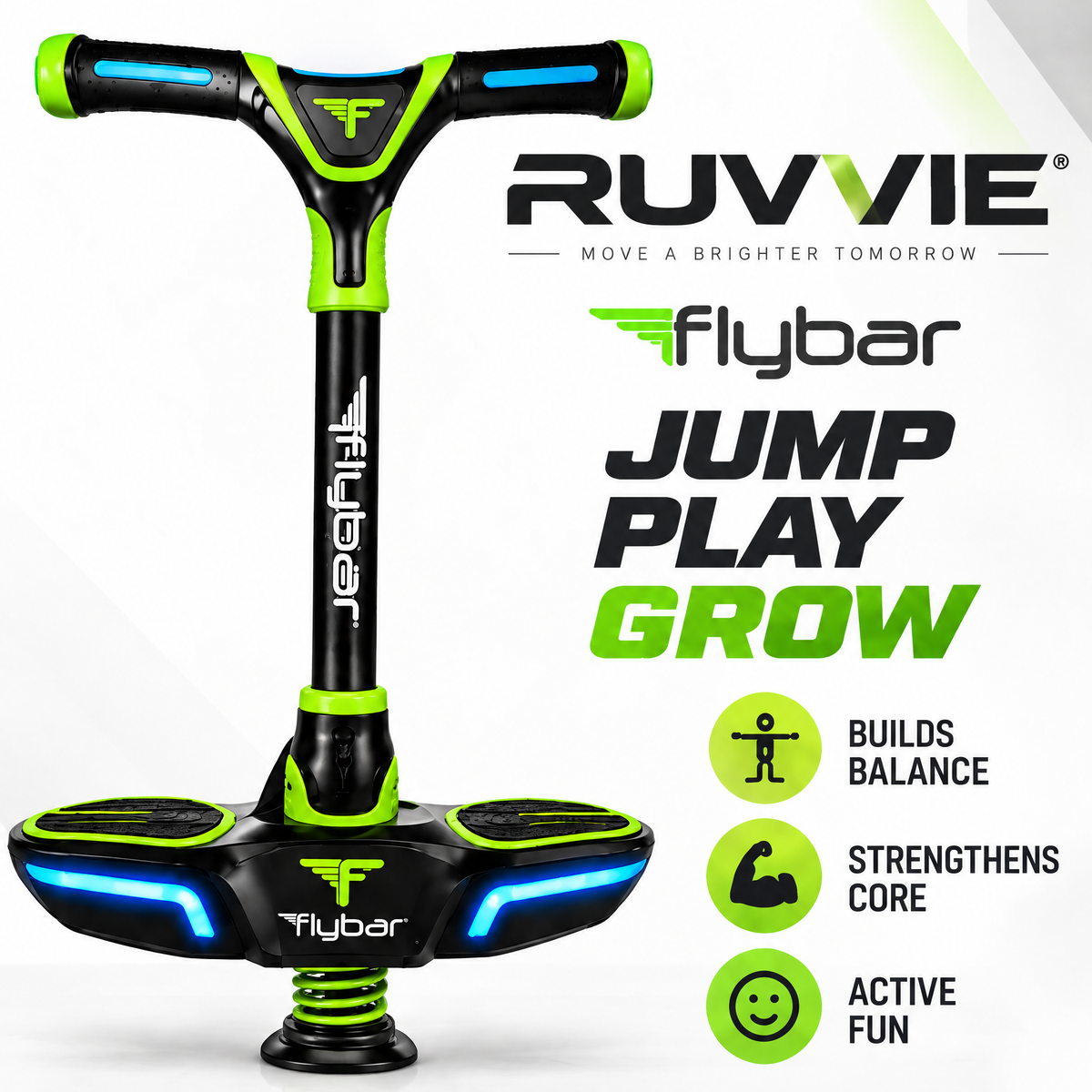 Flybar Ruvvie Kids LED Light-Up Pogo Ball Jump Board Toy 🚀