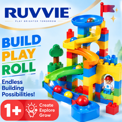 Ruvvie Toddler Marble Run & Building Blocks Toy