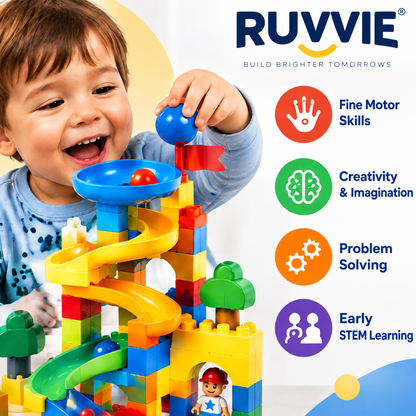 Ruvvie Toddler Marble Run & Building Blocks Toy