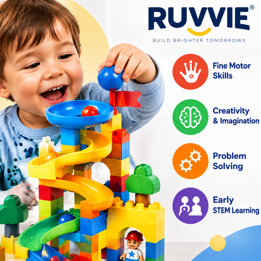Ruvvie Toddler Marble Run & Building Blocks Toy