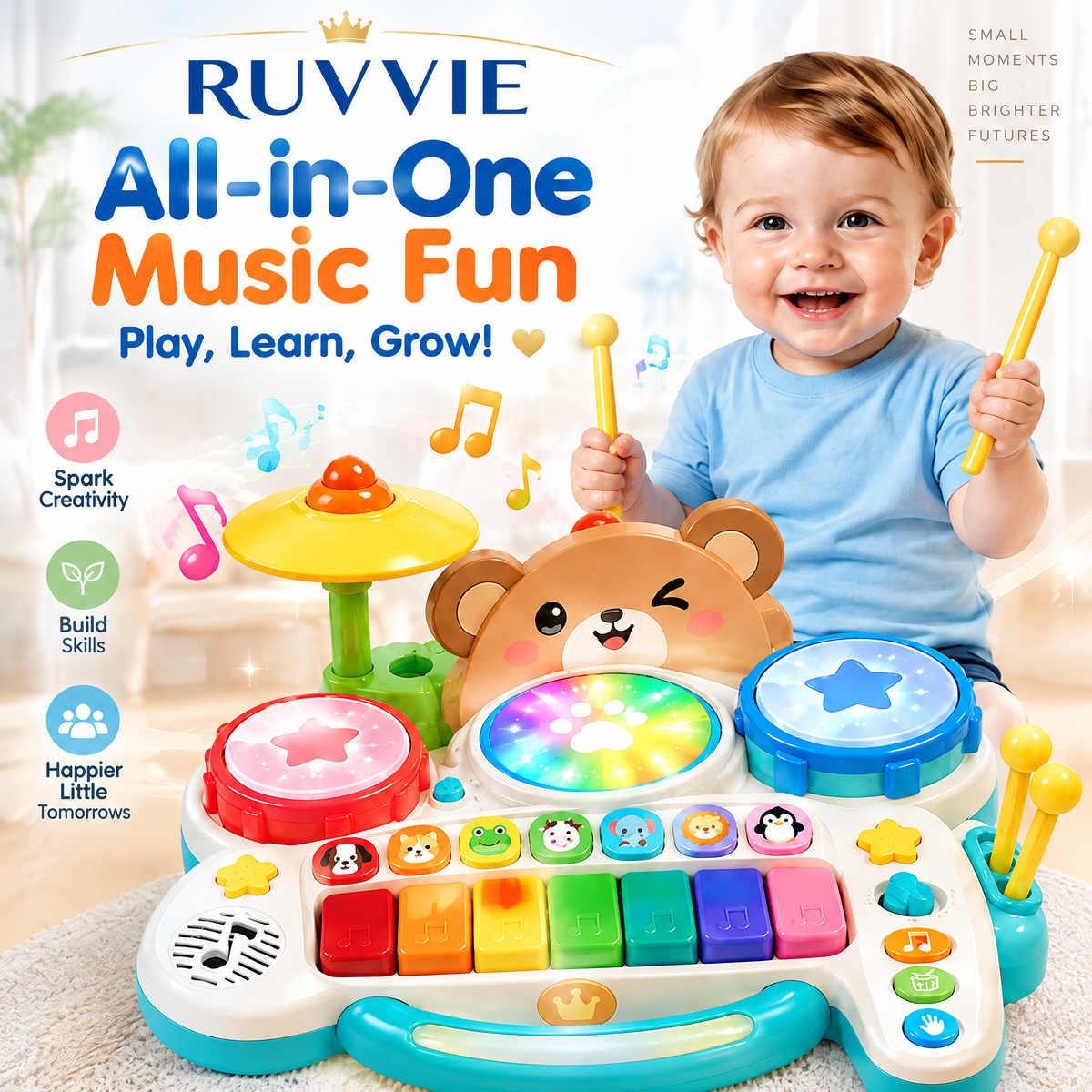 Ruvvie All-in-One Music Fun Piano & Drum Set