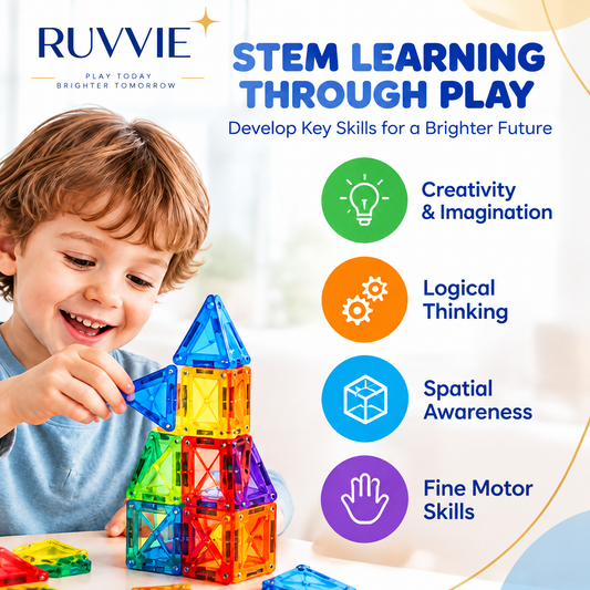 Ruvvie 100 PCS Magnetic Tiles Building Blocks Set